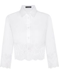 Dolce & Gabbana - Cropped Lace-Trim Shirt - Lyst