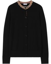Burberry - Wool Check-Trim Cardigan - Lyst