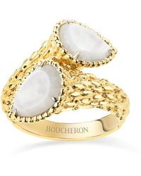 Boucheron - Yellow Gold And Mother-of-pearl Serpent Bohème Two-stone Ring - Lyst