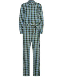 Burberry Check Jumpsuit - Blue