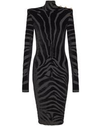 Balmain - Velvet Zebra Print Mini Dress - Lyst