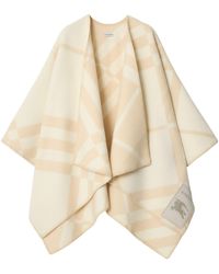 Burberry - Check Wool Cashmere Cape - Lyst