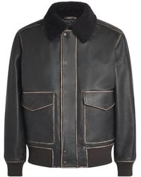 Rag & Bone - Leather Shearling-Collar Bomber Jacket - Lyst
