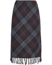 Doen - Plaid Fringe Elowette Midi Skirt - Lyst