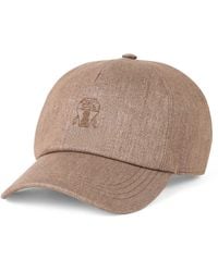Brunello Cucinelli - Linen-Blend Sparkling Logo Baseball Cap - Lyst