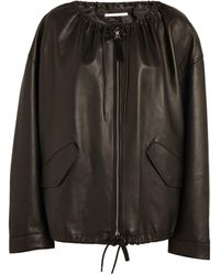 Helmut Lang - Leather Ruched Jacket - Lyst