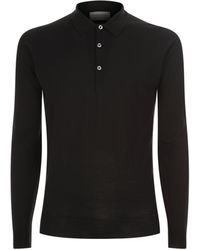 John Smedley - Merino Wool Long-Sleeve Polo Shirt - Lyst
