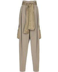 Balmain - Cotton Twill High-Waisted Trousers - Lyst