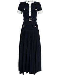 Self-Portrait - Ribbed Ruffle-Detail Midi Dress - Lyst
