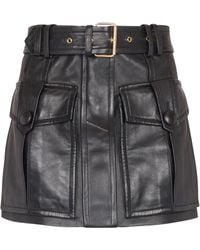 Balmain - Short Leather Skirt - Lyst