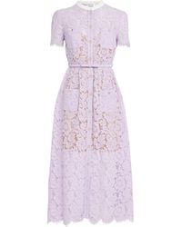 Self-Portrait - Lace Belted Midi Dress - Lyst