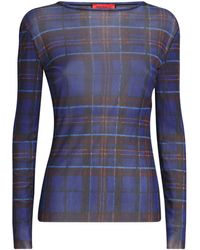 MAX&Co. - Long-Sleeve Sheer Check Top - Lyst