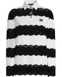 Dolce & Gabbana - Lace-Trim Polo Shirt - Lyst