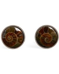 Tateossian - Sterling Silver And Fossilised Ammonite Cufflinks - Lyst