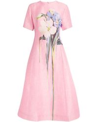 LEO LIN - Floral Caroline Midi Dress - Lyst