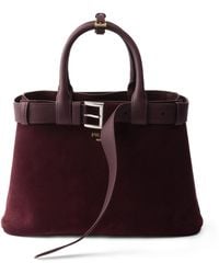Prada - Medium Suede Buckle Tote Bag - Lyst