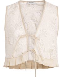 Sandro - Guipure Lace Embellished Crop Top - Lyst