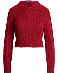 Ralph Lauren - Silk Cable-Knit Cropped Cardigan - Lyst