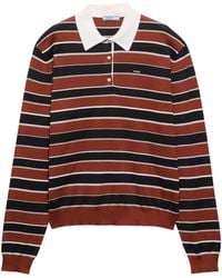 Prada - Silk Stripe Polo Sweater - Lyst