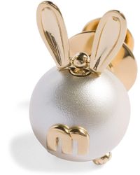 Miu Miu - Pearlised Bunny Brooch - Lyst