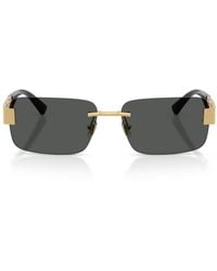 Versace - Metal Rectangular Sunglasses - Lyst