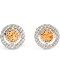 Tateossian - Cubic Zirconia And Rhodium-Plated Circular Cufflinks - Lyst