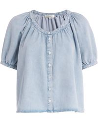 FRAME - Denim Scoop-Neck Blouse - Lyst