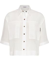 Brunello Cucinelli - Organza Short-sleeve Shirt - Lyst