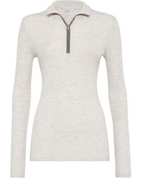 Brunello Cucinelli - Virgin Wool-Cashmere Rib-Knit Sweater - Lyst