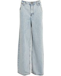 SELF-PORTRAIT, Rhinestone Embellished Wide Leg Jeans
