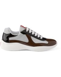 Prada - Patent Leather-Mesh America's Cup Sneakers - Lyst