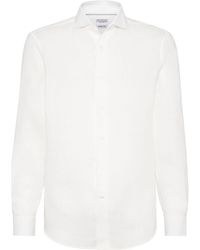 Brunello Cucinelli - Linen Long-sleeve Shirt - Lyst