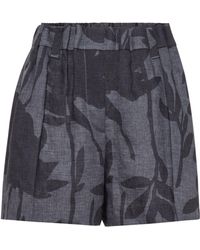 Brunello Cucinelli - Linen Printed Bermuda Shorts - Lyst