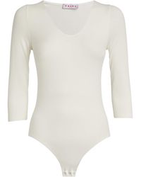FALKE - Cropped-Sleeve V-Neck Bodysuit - Lyst