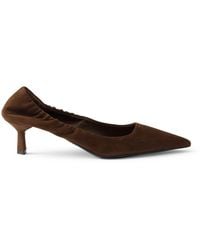 Prada - Suede Logo Pumps 55 - Lyst