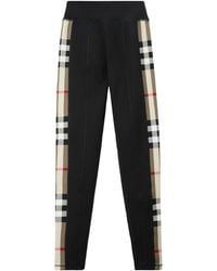 Burberry - Stretch-Jersey Check-Trim Leggings - Lyst
