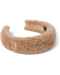 Miu Miu - Shearling Logo Headband - Lyst