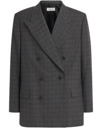 Dries Van Noten - Wool Check Double-Breasted Blazer - Lyst