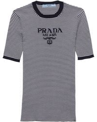 Prada - Silk Cropped Logo Sweater - Lyst