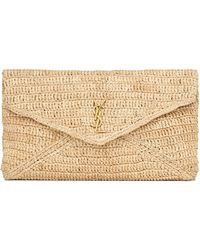 Saint Laurent - Raffia Cassandre Envelope Pouch - Lyst
