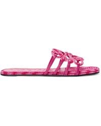 Loewe - X Paula's Ibiza Leather Embroidered Petal Anagram Slides - Lyst