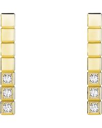 Chopard - Yellow Gold And Diamond Ice Cube Pure Earrings - Lyst