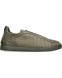 ZEGNA - Crocodile Leather Triple Stitch Secondskin Sneakers - Lyst