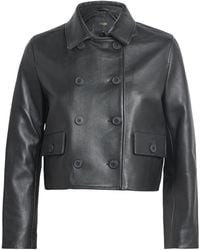 Maje - Double-Breasted Leather Jacket - Lyst