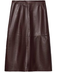 AllSaints - Leather Olivia Midi Skirt - Lyst