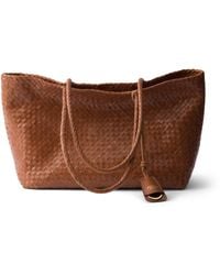 Prada - Large Woven Leather Tote Bag - Lyst