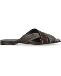 Tod's - Leather T-Strap Sandals - Lyst