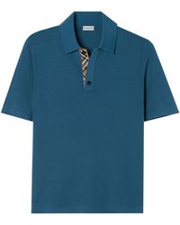 Burberry - Wool Check-Trim Polo Shirt - Lyst