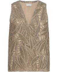 Brunello Cucinelli - Embroidered Sleeveless Top - Lyst