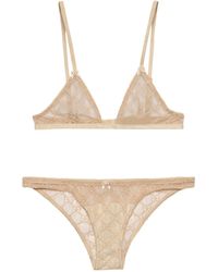 Gucci - Embroidered Gg Lingerie Set - Lyst